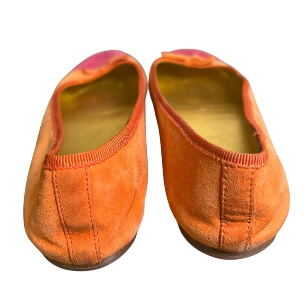 PRADA Suede Ballet Flats Orange Pink Colorblock Shoes Sz 36.5 (6.5 US) Slip-on - Picture 8 of 11